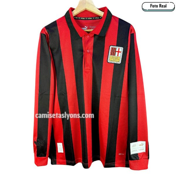 CAMISETA AC MILAN 125 AÑOS MANGA LARGA (BOTONES)