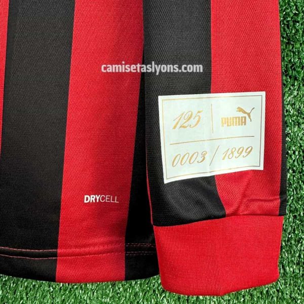 CAMISETA AC MILAN 125 AÑOS MANGA LARGA (BOTONES)